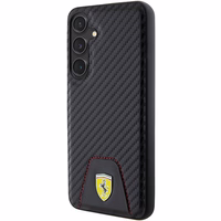 Ferrari Carbon Stitched Bottom dėklas telefonui Samsung Galaxy S24+ - juodas