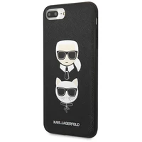 Karl Lagerfeld Saffiano Karl&Choupette Galvos dėklas telefonui iPhone 7 Plus / iPhone 8 Plus - juodas
