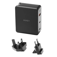 Sieninis įkroviklis "Aukey PA-B7O", 1xUSB-A, 2xUSB-C, 140W GaN (juodas)