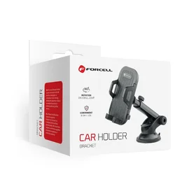 FORCELL F-GRIP Carbon Bracket standartinės rankenos automobilinis laikiklis priekinio stiklo / prietaisų skydelio tvirtinimui juodas
