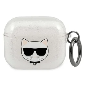 Karl Lagerfeld Glitter Choupette AirPods dėklas 3 - sidabrinis