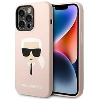 Karl Lagerfeld KLHCP14LSLKHLP iPhone 14 Pro 6.1 "kietas dėklas rožinis/rožinis Silikoninė Karlo Galva