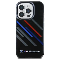 BMW Motosport IML atsitiktinės juostos iPhone 16 Pro Max dėklas - juodas