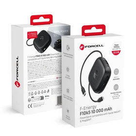 Išorinė baterija suderinama su MagSafe Forcell F-Energy F10K5 PD3.1 QC3.0 3A 22,5W 10000 mAh suderinama su Apple Watch juoda