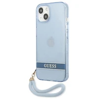 Guess GUHCP13SHTSGSB iPhone 13 mini 5.4 dėklas telefonui, mėlynas, kietas, pusiau permatomas su dirželiu