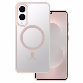 Akrilinis spalvotas Magsafe dėklas Samsung Galaxy S25 Edge šviesiai rožinis