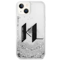 Karl Lagerfeld Liquid Glitter Big KL dėklas telefonui iPhone 14 - sidabrinis