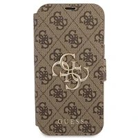 Guess GUBKP13L4GMGBR iPhone 13 Pro / 13 6.1" rudas/rudas knyginis dėklas 4G Didelis Metalinis Logotipas