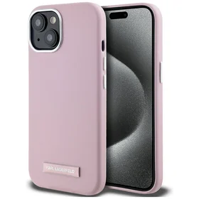Karl Lagerfeld FW Metal Plate Magnetinis iPhone 15 dėklas - rožinis