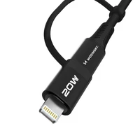 Wozinsky WNBAA 4in1 kabelis 2x USB-C 1x USB-A 1x Lightning 60W 1 m - juodas