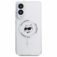 Karl Lagerfeld mygtuko Choupette galvos atspausdintas logotipas Magnetinis dėklas telefonui Samsung Galaxy S25 Edge - baltas