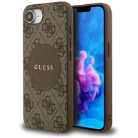 Guess 4G Circle Classic Logo Magnetinis dėklas telefonui iPhone 16e - ruda