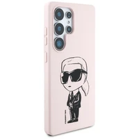 Karl Lagerfeld Silikoninis Grafiti Ikonik atspausdintas logotipas Magnetinis dėklas Samsung Galaxy S25 Ultra - rožinė