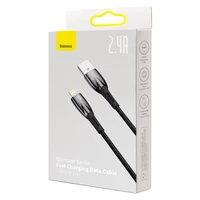 USB kabelis Lightning įrenginiams Baseus Glimmer Series, 2.4A, 2m (juodas)