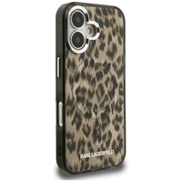 Karl Lagerfeld IML leopardinis raštas magnetinis dėklas iPhone 16 - rudas