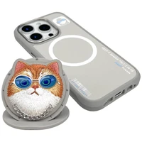 AmazingThing Nimmy Glasses Cool Cat MagSafe dėklas telefonui iPhone 16 Pro Max – pilkas