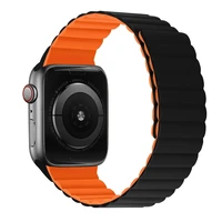 Silikoninis magnetinis dirželis Apple Watch 38/40/41 dvipusis dizainas 2 juodas-oranžinis