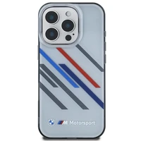 BMW Motosport IML atsitiktinės juostos iPhone 16 Pro Max dėklas - pilkas