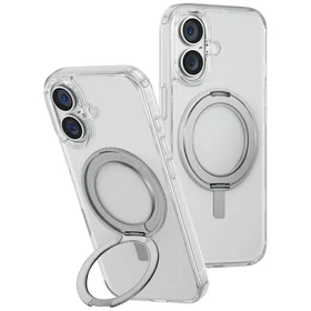Uniq Swivix 360 sukamas stovas dėklas telefonui iPhone 16 - skaidrus