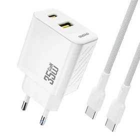 Dudao A27 MaxC 35W GaN sieninis įkroviklis + USB-C kabelis - baltas