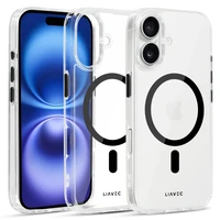 Liavec Blizgus Magnetinis Skaidrus dėklas telefonui Iphone 16 juoda
