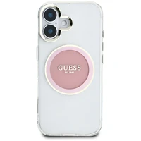 Guess IML Metal Colored Circle Classic Logo Magnetinis dėklas telefonui iPhone 16 - rožinis