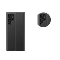 Naujas miego režimo dėklas telefonui Samsung S24 Ultra su atvartu - juodas