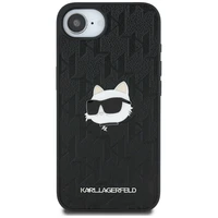 Karl Lagerfeld Monogram Choupette Head Pin dėklas telefonui iPhone 16e - juodas