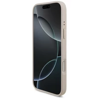 Guess 4G trikampio logotipo ir plačios juostos metalinių mygtukų magnetinis dėklas, skirtas iPhone 17 Pro Max – rožinis