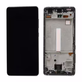 Ekranas Samsung A525 A52 4G/A526 A52 5G su lietimui jautriu stikliuku ir rėmeliu juodas OLED (real size)