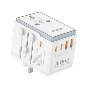 Dudao A35Pro 35W EU / UK / AUS / US / JP kelioninis adapteris 3x USB-C 2x USB-A - baltas