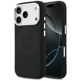 Mercedes silikoninis Vintage Logo MagSafe dėklas iPhone 17 Pro – juodas