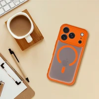 FULL MATTE MAG COVER dėklas telefonui suderinamas su Magnetiniu įkrovimu IPHONE 15 Pro hermes oranžinė