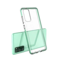 Dėklas telefonui Spring Case – skaidrus TPU gelio dėklas su spalvingu rėmeliu, skirtas Samsung Galaxy A72 4G – tamsiai mėlynas