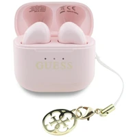 Belaidės ausinės TWS Guess Effect Printed Classic Logo & Charm pink