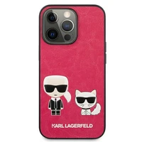 Karl Lagerfeld Ikonik Karl&Choupette dėklas iPhone 13 Pro / iPhone 13 - fuksijos spalvos