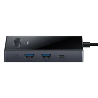 Baseus PioneerJoy 8-in-1 USB-C šakotuvas HDMI 4K@60Hz + HDMI 4K@30Hz + DisplayPort 8K@30Hz + VGA + 2 x USB-A 3.0 + 2 x USB-C - pilkas