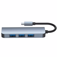 HUB Tech-Protect V1 4in1 USB-C - 3x USB-A 2.0 / USB-A 3.0 - pilkas