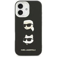 KARL LAGERFELD dėklas telefonui IPHONE 17, suderinamas su magnetiniu MagSafe (KLHCP17SPSFDHPOK, FW Grained PU W/ K&C Heads Pins & Logo) juodas