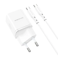 Įkroviklis Borofone BN7 20W USB-C/USB-A + USB-C to USB-C cable 1.0m baltas