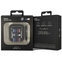 BMW BMA222SWTK AirPods 1/2 dėklas juodas/juodas su daugiaspalvėmis linijomis