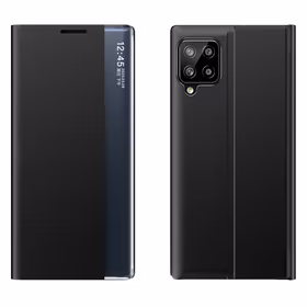 Sleep Case knygos tipo dėklas su išmaniu langeliu Samsung Galaxy A22 4G juodas