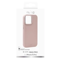 Puro Icon Mag Pro magnetinis silikoninis dėklas telefonui iPhone 15 Pro - rožinis