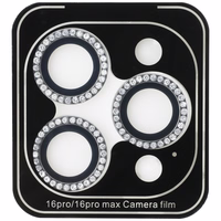 Guess BP Rhinestone 2in1 apsauginio stiklo ir kameros lęšio rinkinys iPhone 16 Pro Max - sidabrinis