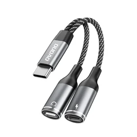 Dudao L13C+ 2in1 USB-C adapteris - pilkas