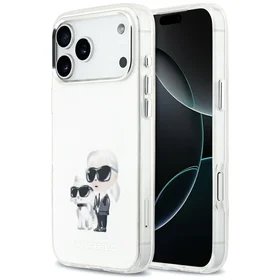 Karl Lagerfeld IML Aquarelle Karl & Choupette & Logo Magnetinis dėklas telefonui iPhone 17 Pro Max - balta