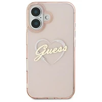 Guess IML Heart iPhone 16 dėklas telefonui - rožinis