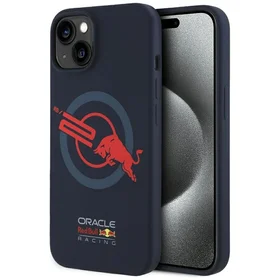 RED BULL dėklas telefonui IPHONE 15 Pro Max suderinamas su MagSafe RBHMP15X24SIOLVR (Silikoninis ORBR20 logotipas raudonas apvadas) tamsiai mėlyna