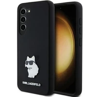Karl Lagerfeld Silikoninis Choupette Metal Pin dėklas Samsung Galaxy S24 - juodas