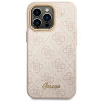 Guess 4G Vintage Gold Logo dėklas iPhone 14 Pro Max - rožinis